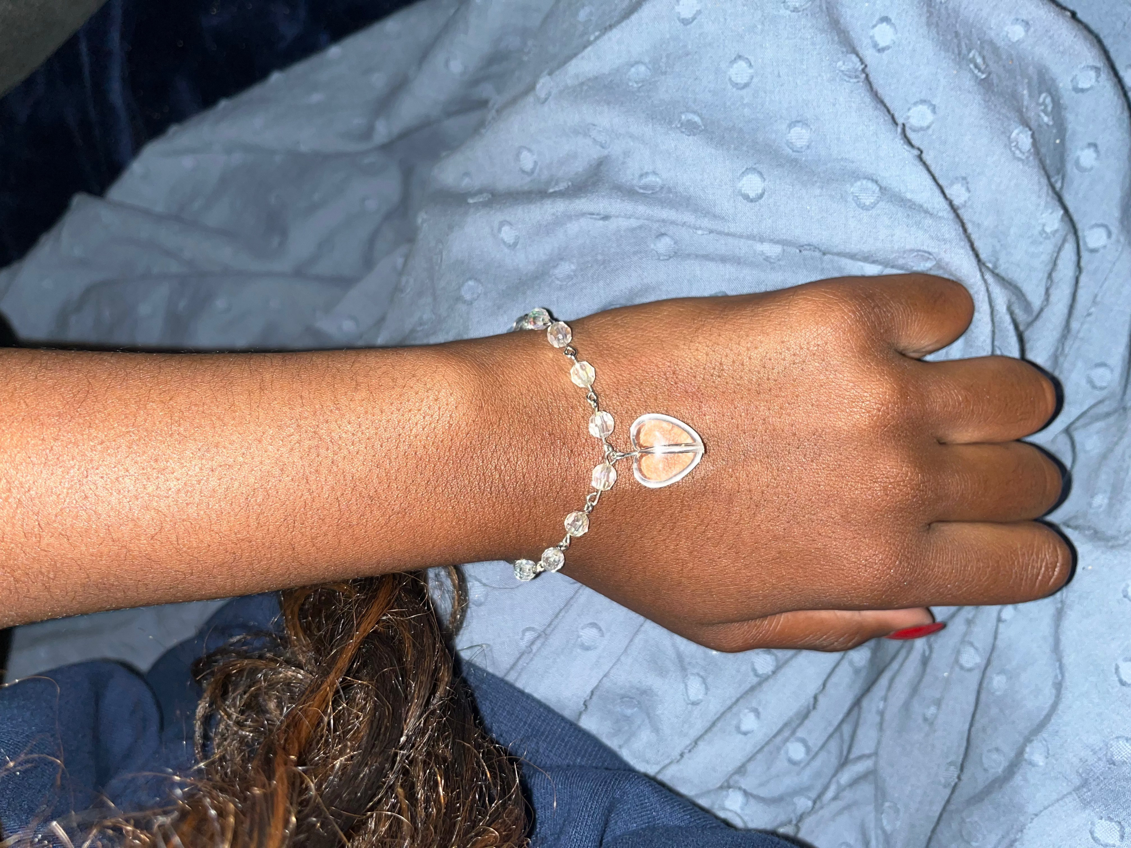 'Heart on Your Sleeve'- Clear Heart Charm Bracelet