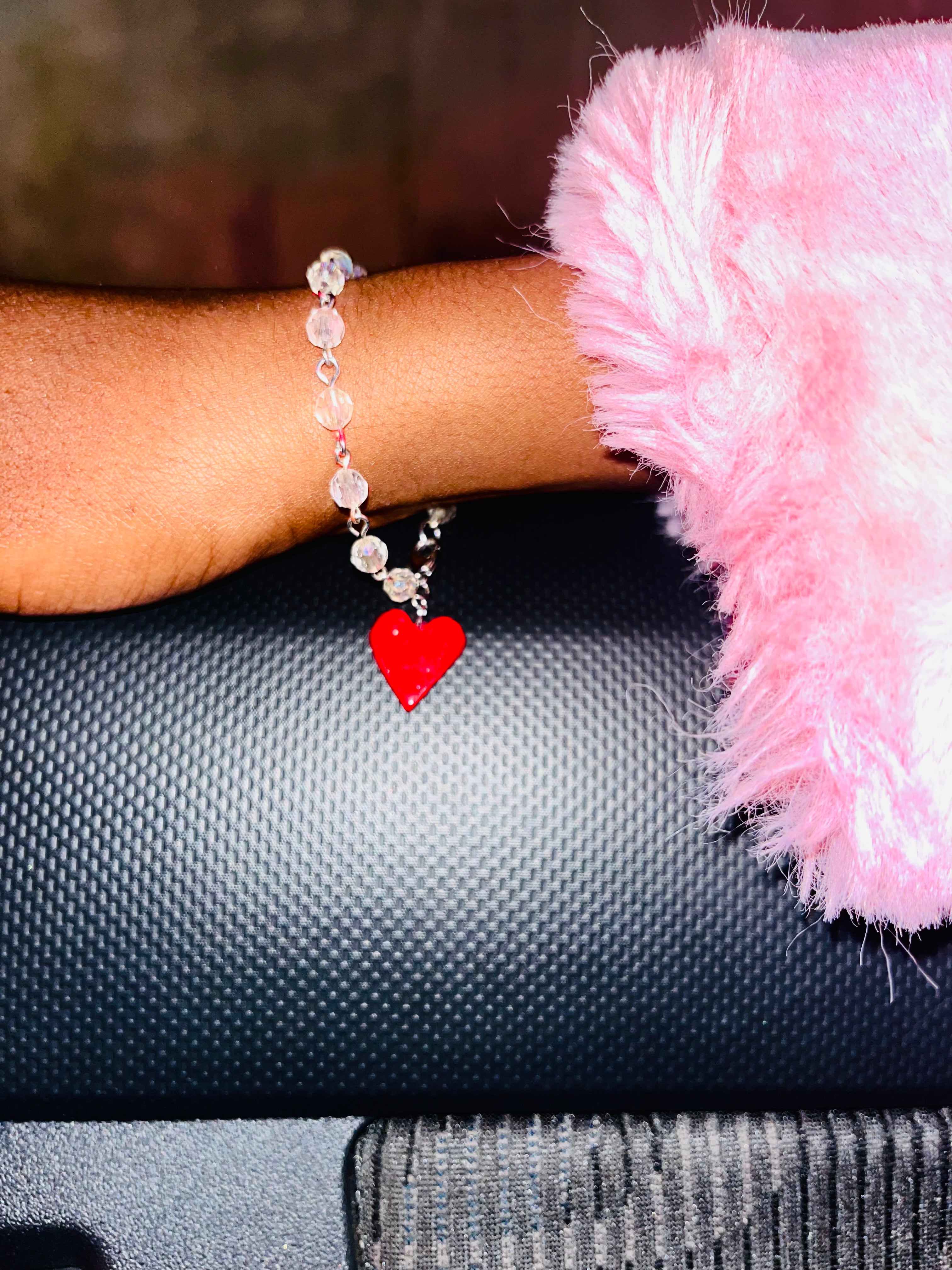 'Heart on Your Sleeve' - Red Heart Inner-Wrist Charm Bracelet