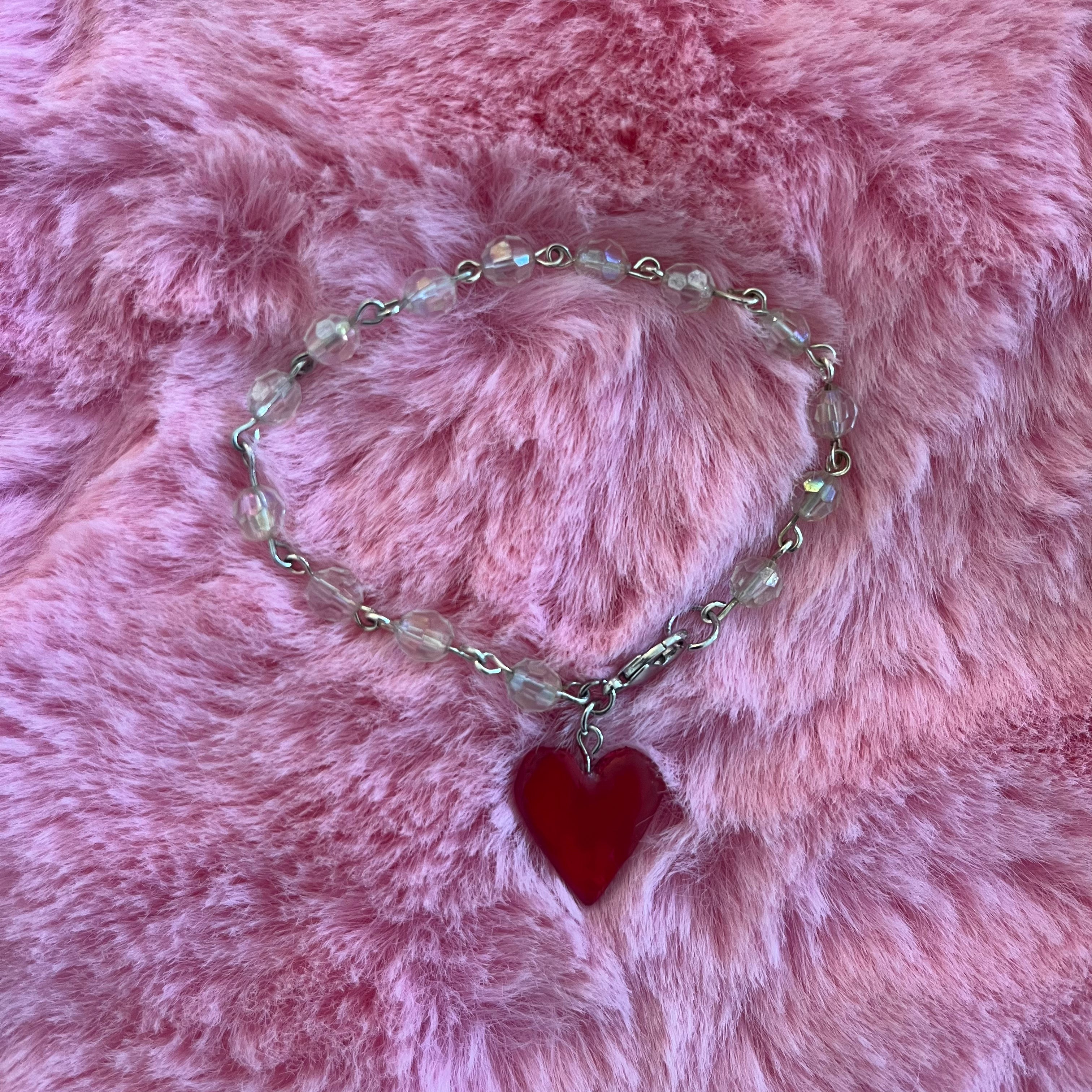 'Heart on Your Sleeve' - Red Heart Inner-Wrist Charm Bracelet