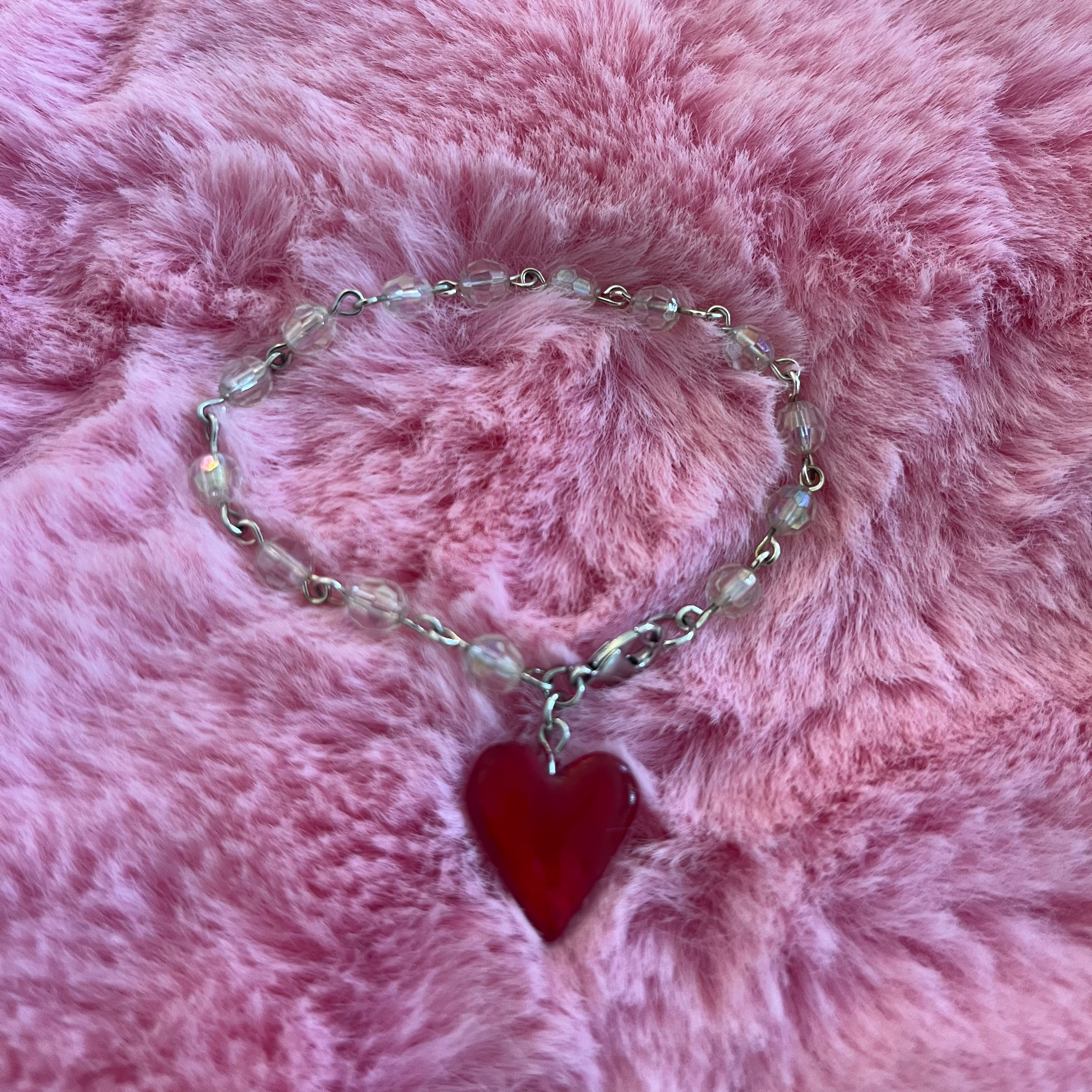 'Heart on Your Sleeve' - Red Heart Inner-Wrist Charm Bracelet