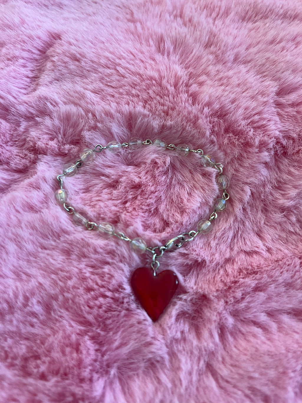 'Heart on Your Sleeve' - Red Heart Inner-Wrist Charm Bracelet