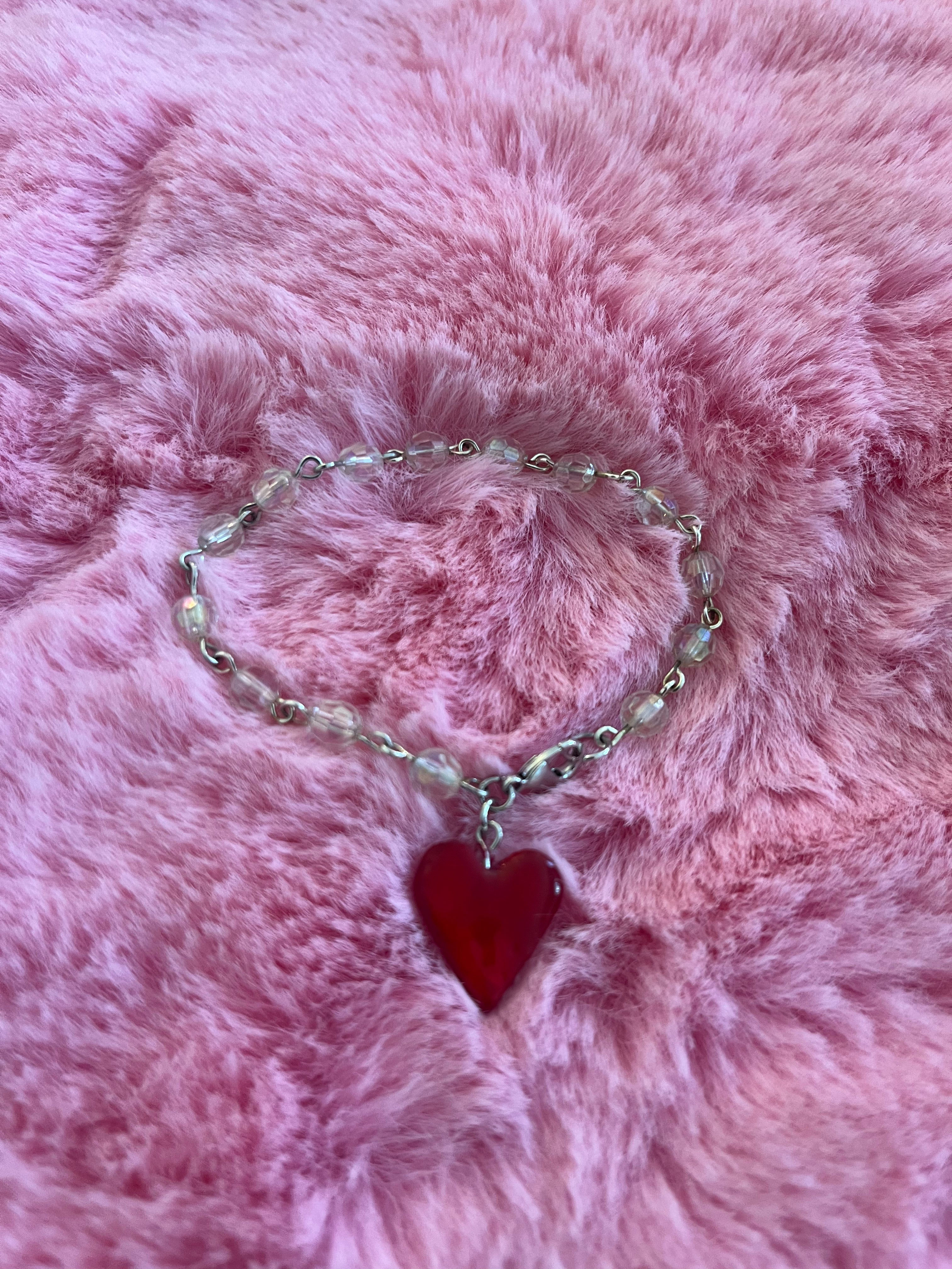 'Heart on Your Sleeve' - Red Heart Inner-Wrist Charm Bracelet